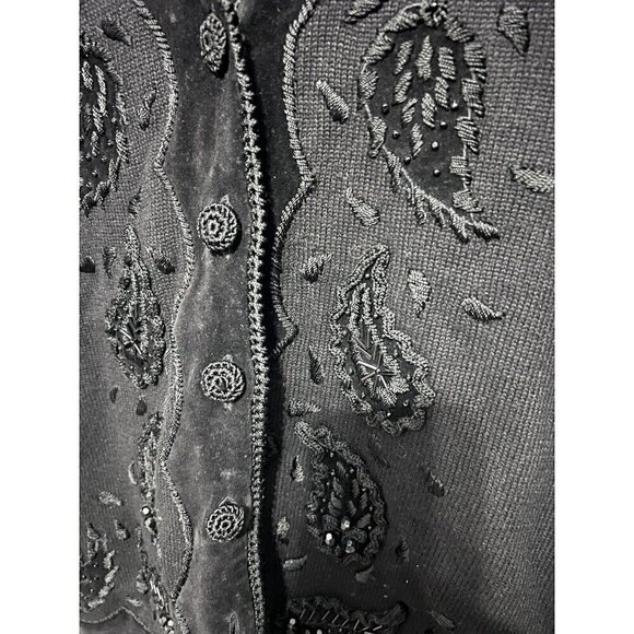 Michael Simon Beaded Cardigan Sweater Black Paisley Size M New With Tags - Picture 4 of 7